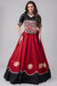 Maroon and Black Art Silk Mirror Kachchi Worked Chaniya Choli