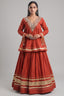 Orange Cotton Mirror Worked Peplum Chaniya Choli