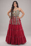Maroon Art Silk Chaniya Choli with Kachchi Mirror Work