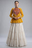 Pearl White Cotton Flared Peplum Chaniya Choli with Kachchi Work