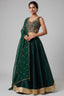 Emerald Green Organza Embroidered Lehenga Choli with Scalloped Dupatta