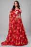 Scarlet Red Floral Print Chiffon Lehenga Choli