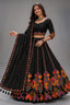 Black Cotton Rayon Lehenga Choli with Printed Geometric Border
