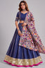 Blue Chanderi Gota Patti Lehenga with Printed Dupatta