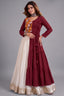 Off White and Maroon Cotton Kachchi Work Lehenga