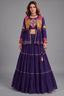 Purple Cotton Kachchi Work Peplum Style Flared Lehenga