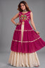 Cream and Pink Cotton Leheriya Printed and Kachchi Work Lehenga