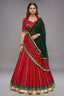 Red Georgette Printed Flared Chaniya Choli