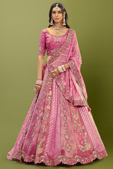 Silk Floral Embroidered and Sequin Worked Lehenga