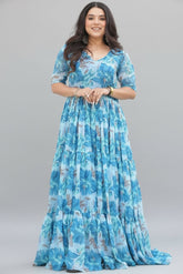 Georgette Floral Printed Flared Kurti