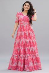 Georgette Floral Printed Flared Kurti