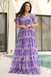 Georgette Floral Printed Flared Kurti