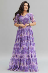 Georgette Floral Printed Flared Kurti