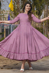 Dark Pink Rayon Digital Printed Kurti