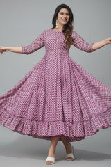 Dark Pink Rayon Digital Printed Kurti