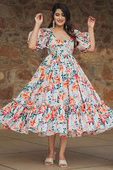 Off White Rayon Digital Printed Kurti