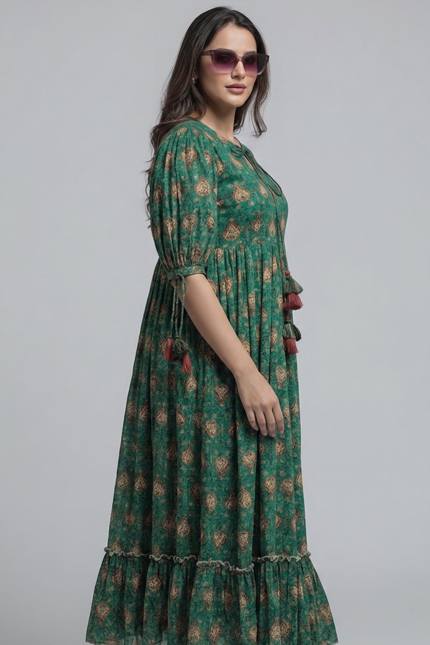 Green Rayon Digital Printed Kurti - green rayon saree
