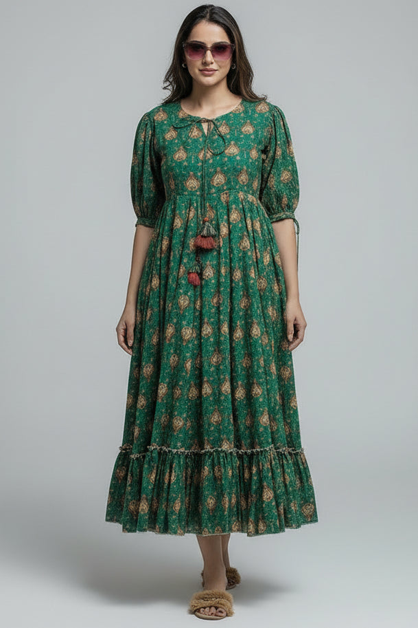 Green Rayon Digital Printed Kurti - green rayon saree