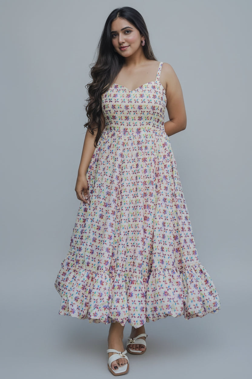 Cream Rayon Digital Printed Kurti - cream rayon saree