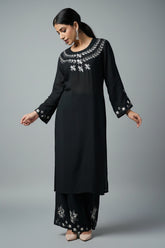 Black Rayon Embroidered Co-Ord Set