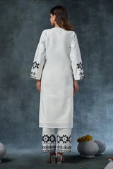 Off White Rayon Embroidered Co-Ord Set