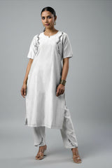 Off White Rayon Embroidered Co-Ord Set