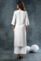 Off White Rayon Embroidered Co-Ord Set