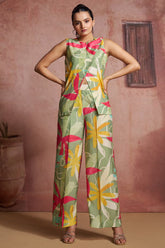 Green Muslin Silk Printed Co-Ord Set