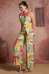 Green Muslin Silk Printed Co-Ord Set
