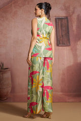 Green Muslin Silk Printed Co-Ord Set