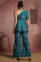 Blue Muslin Silk Printed Co-Ord Set