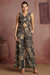 Black Muslin Fancy Printed Jumpsuit