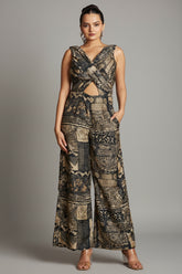 Black Muslin Fancy Printed Jumpsuit