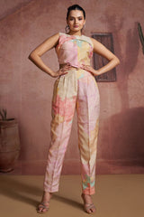 Multi Colored Muslin Silk Printed Co-Ord Set