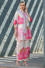 Pink and White Printed Co-Ord Set