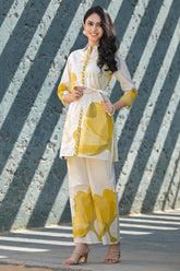 Green and White Printed Co-Ord Set