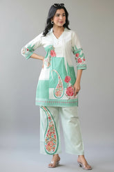 Blue and White Printed Co-Ord Set