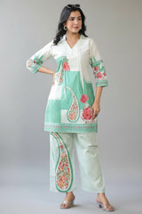 Blue and White Printed Co-Ord Set