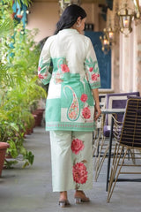 Blue and White Printed Co-Ord Set