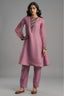 Rosewood Pink Tissue Sequinned Kurti with Pant - Front View