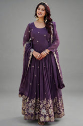 Plum Purple Georgette Anarkali Kurti with Dupatta
