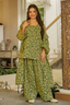 Olive Green Foliage Digital Printed Cotton Kurti Set