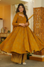 Ochre Mustard Paisley Print Muslin Flared Kurti Set
