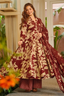 Imperial Ruby Vintage Floral Printed Muslin Silk Kurti Set