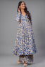 Sapphire River Abstract Motif Cotton Silk Anarkali Kurti with Bottom