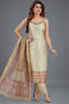 Beige Jacquard Printed Straight Cut Kurti Set