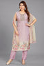 Lilac Art Silk Straight Cut Kurti Set