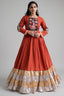Orange Rayon Kachchi and Mirror Worked Flared Anarkali Kurti