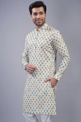 Yellow Cotton Linen Checks Printed Kurta Pajama - yellow cotton saree