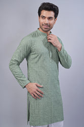 Sage Green Art Silk Embroidered Kurta Pajama - red silk saree embroidered